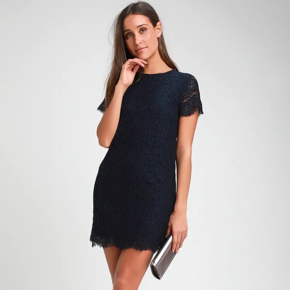 Lulus Navy Lace Shift Dress (NEW with tags on) - Picture 4 of 5